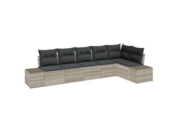 Conjunto 6 Móveis De Jardim Vidaxl Cinzento-claro Vime Pe (184 X 62 X 85 Cm)