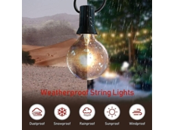 Luces De Cadena Exterior De 25 Pies Con 27 Bombillas G40 Para Decoración De Pérgola Y Jardín