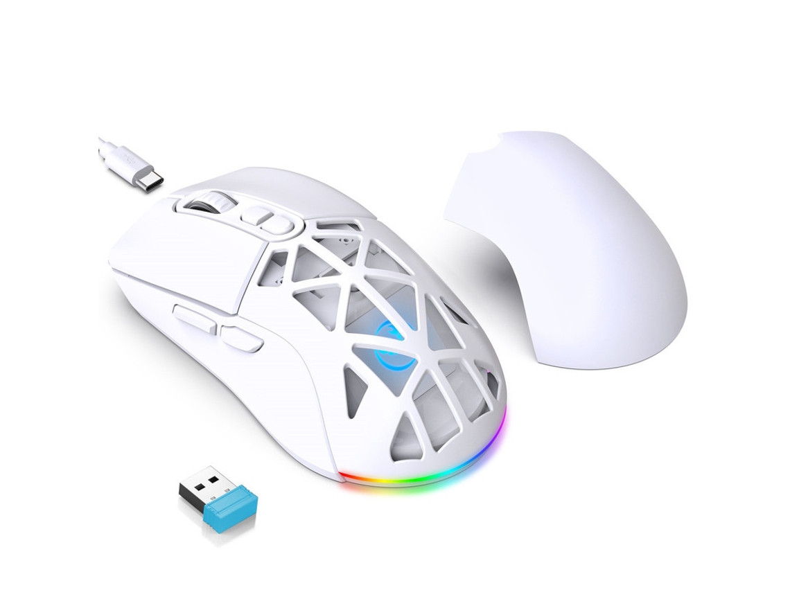 Rato Yizhood T26 Modo Duplo Gaming 2.4g Bt5.1 Sem Fio Para Laptop 4800dpi Ajustável Óptico Computador Gamer Branco