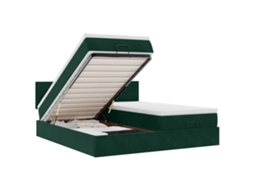 Estrutura de Cama Otomana com Colchão Veludo Verde Escuro MAISON EXCLUSIVE