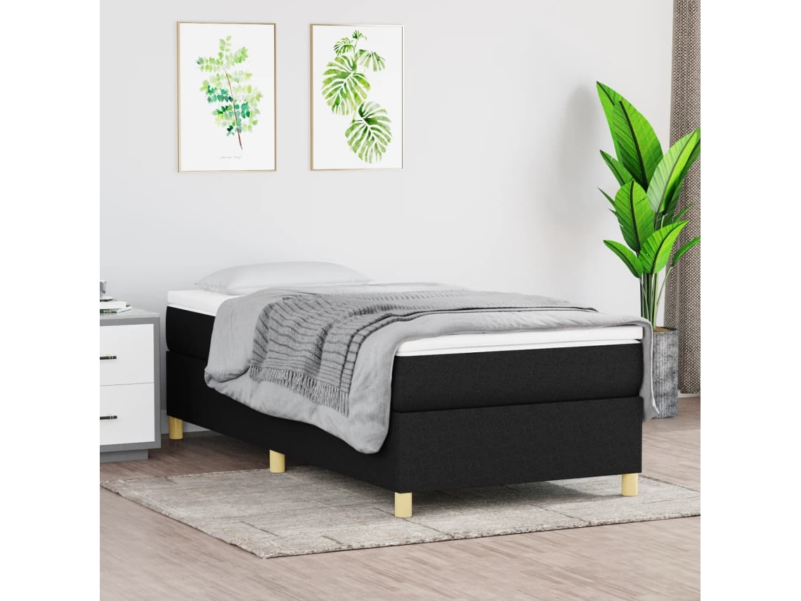 Vidaxl Cama Com Molas/colchão 80x200 Cm Tecido Preto