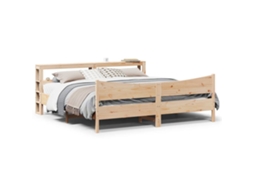 Vidaxl Estrutura De Cama Com Cabeceira 180x200 Cm Pinho Maciço