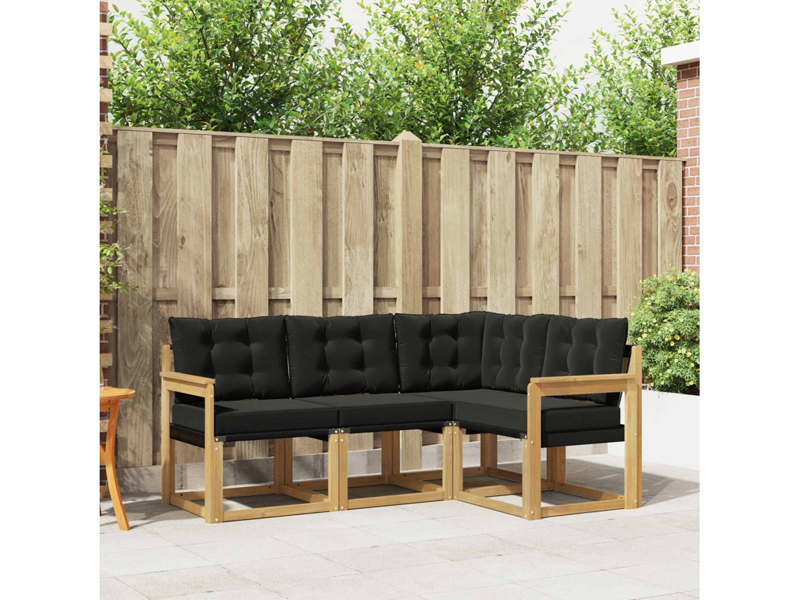 Vidaxl Conjunto De Sofás Para Exterior 4 Pcs Branco E Preto