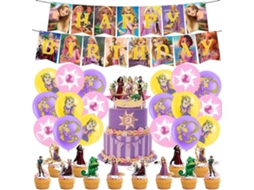 Enrolados Rapunzel Princesa Tema Festa De Aniversário Suprimentos Banner Balões Cupcakes Topo De Bolo Kit De Decoração