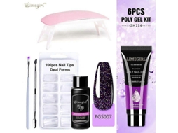 Kit de Unhas Gel Poly com Lâmpada Uv 6w, Rápido Ferramentas para Manicure GOKOCO