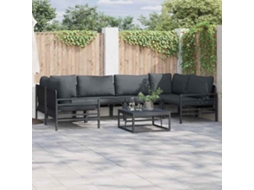Vidaxl Conjunto De Sofá De Jardim 7 Unid. Preto Aço