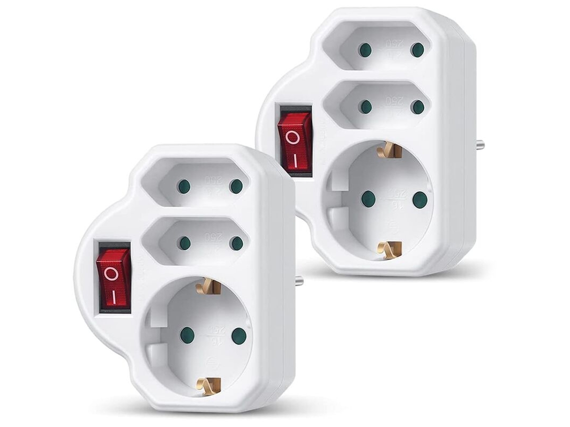 Tomada Elétrica Europeia Com Interruptor, 16a 250v 3500w, Com Extensão E Adaptador Padrão Alemão. Tomada Europeia