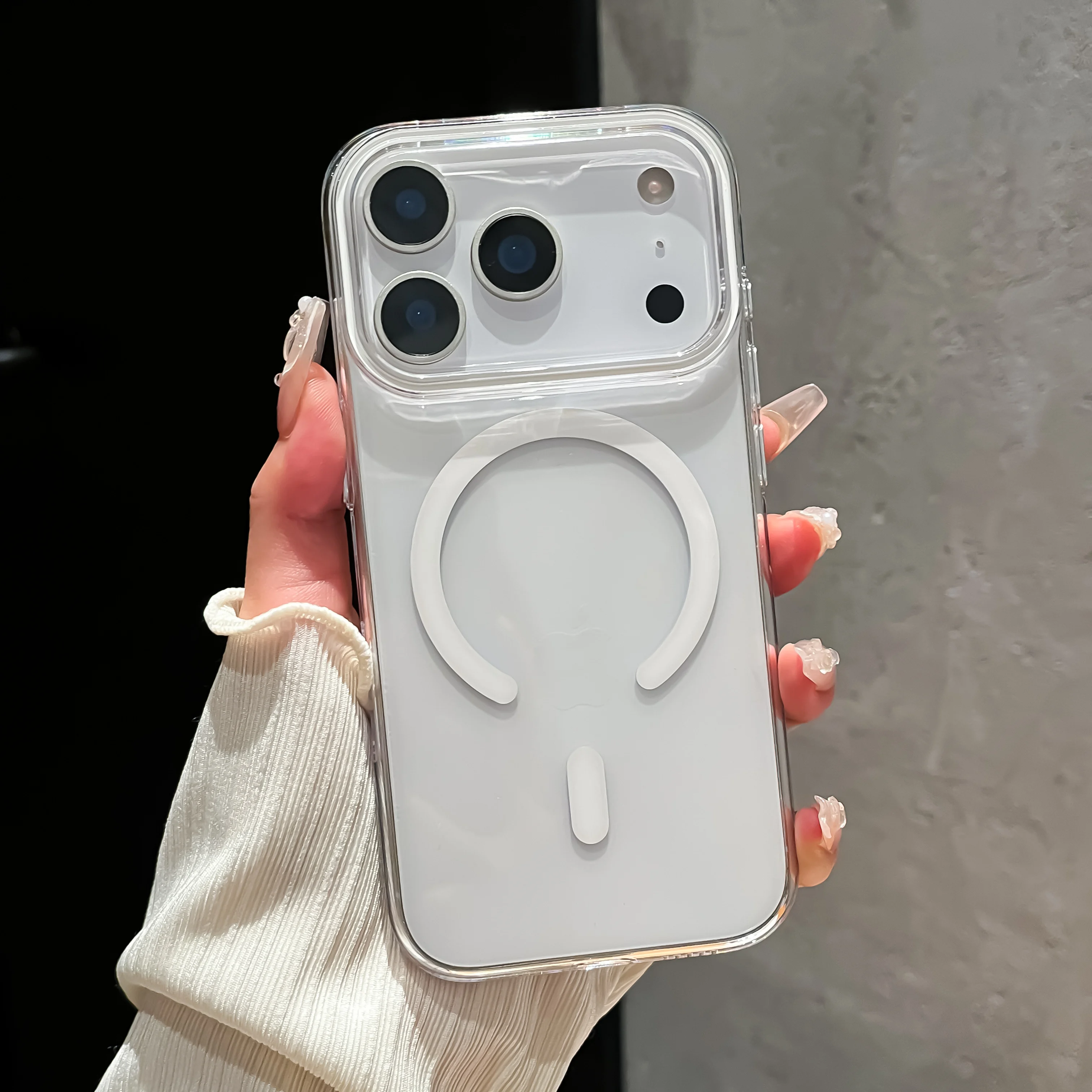 Capa Protetora Transparente E Resistente A Impactos Para Carregamento Sem Fio (iphone 16 Plus Branco)
