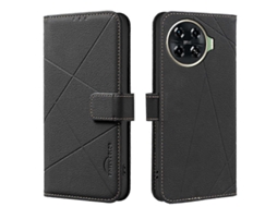Capa De Couro Para Celular Com Padrão Geométrico Rfid