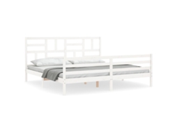 Estrutura de Cama com Cabeceira Madeira Maciça Branco 200x200 cm MAISON EXCLUSIVE