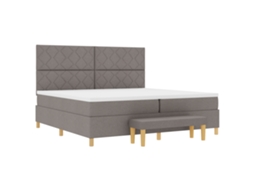 Cama Box Spring  Com Colchão E Banco Taupe Vidaxl Tecido (200x200 Cm)
