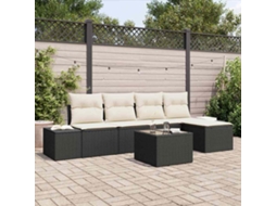 Vidaxl Conjunto De Sofá De Jardim 5 Unid. Marrom E Creme Vime Pe