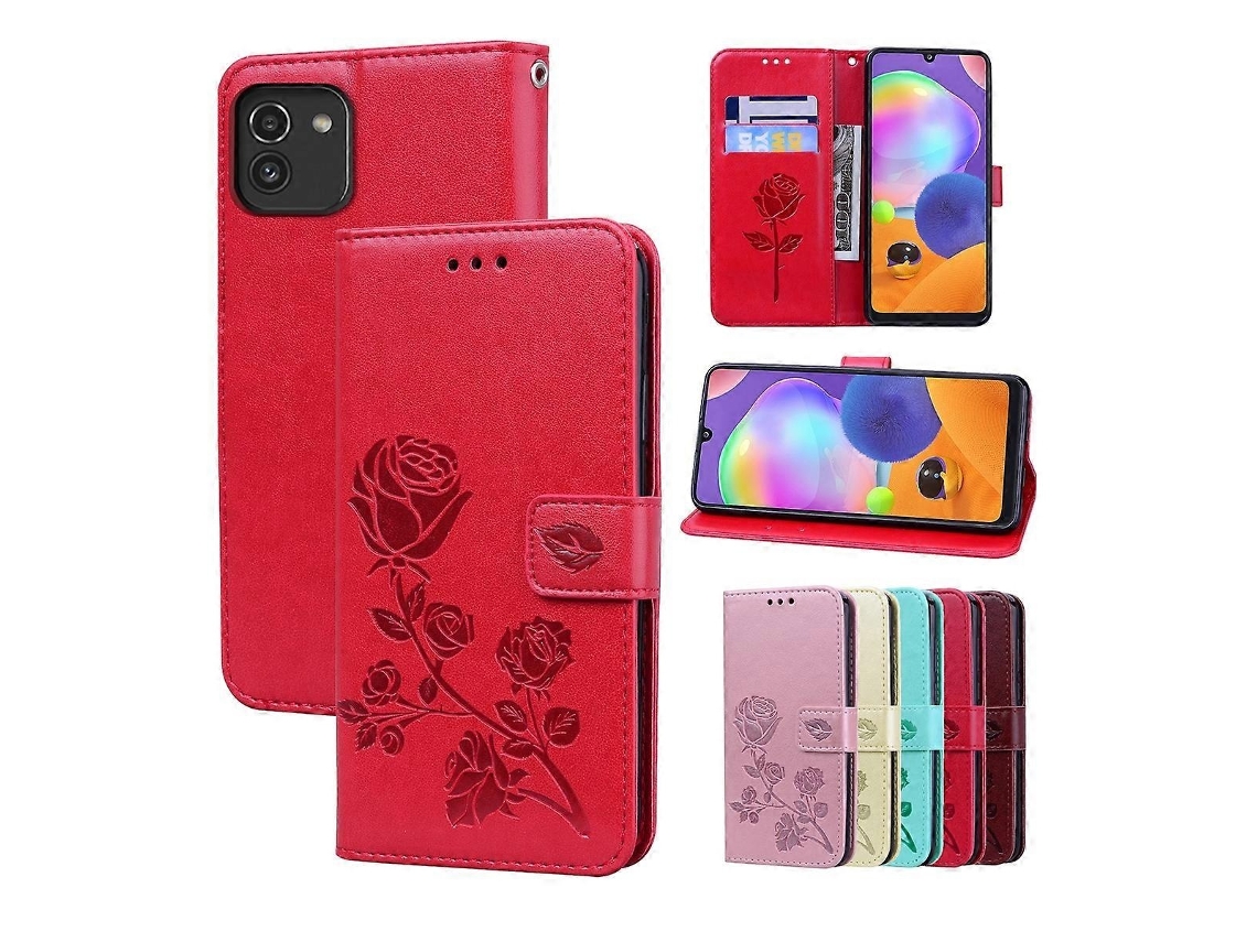 Capa Couro Para Samsung Galaxy A03, Rosa, Elysve