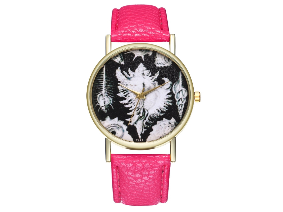 Relógio Analógico de Quartzo Masculino com Pulseira Pu Estilo Casual T247 a (vermelho Rosa)