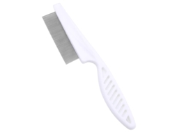 Pente Anti-piolhos Para Pets 18cm, Cabo Branco, Dentes Finos, Remove Parasitas E Pelos Soltos
