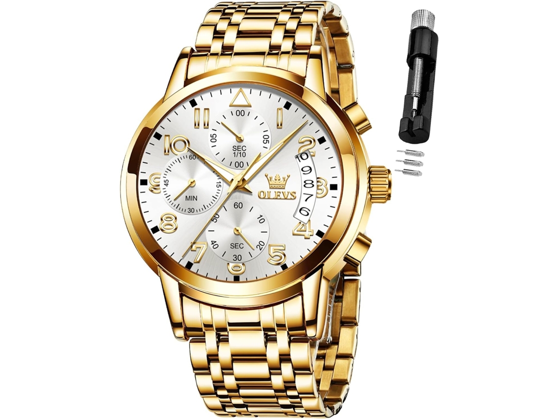 Lurelia Relógio Cronógrafo Masculino, Movimento De Quartzo, Analógico, Data/calendário, Luminoso, Aço Inoxidável, Resistente À Água