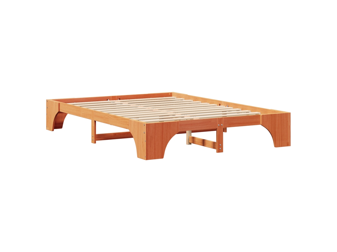 Conjunto 1 Estrutura Da Cama Vidaxl Castanho Madeira De Pinho Maciça (150 X 200 Cm)