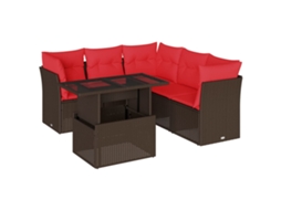 Conjunto de Sofá de Jardim, 6 Peças, Almofadas, Rattan Preto MAISON EXCLUSIVE