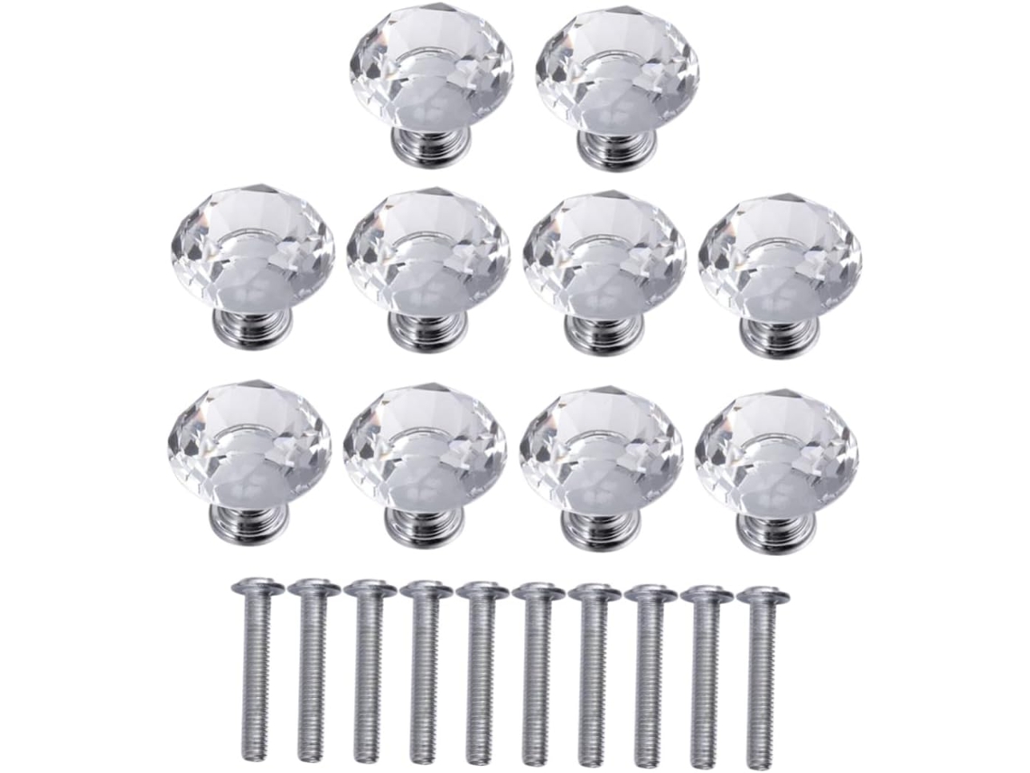 Osaladi Conjunto De 10-puxadores Cristal Em Formato Diamante Para Armários, Gavetas, Portas De Vidro, Cozinha E Uso