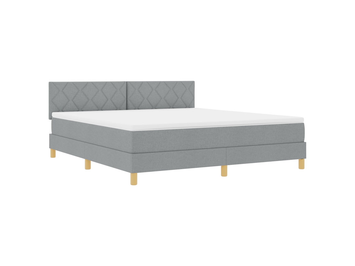 Cama Box Spring  Com Colchão E Led Cinza Claro Vidaxl Tecido (180x200 Cm)