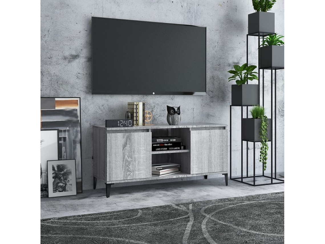 Vidaxl Móvel De Tv Com Pernas Em Metal 103,5x35x50 Cm Sonoma Cinzento