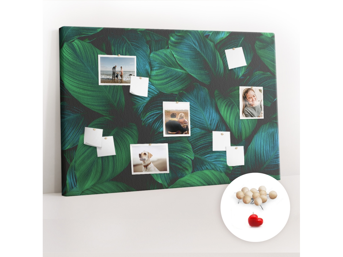 Quadro De Cortiça Com Impressão Folhas Da Natureza Para A Sala De Estar Espelharte (120x80 Cm)