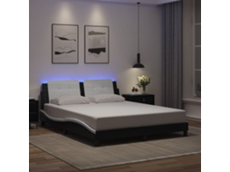 Vidaxl Estrutura De Cama Com Led Sem Colchão Zadar 160x200cm Preto/branco