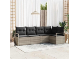 Vidaxl Conjunto De Sofás Com Almofada 5 Pcs Cinzento-claro Vime Pe
