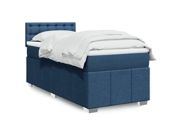 Vidaxl Cama Com Molas/colchão 100x200 Cm Tecido Azul