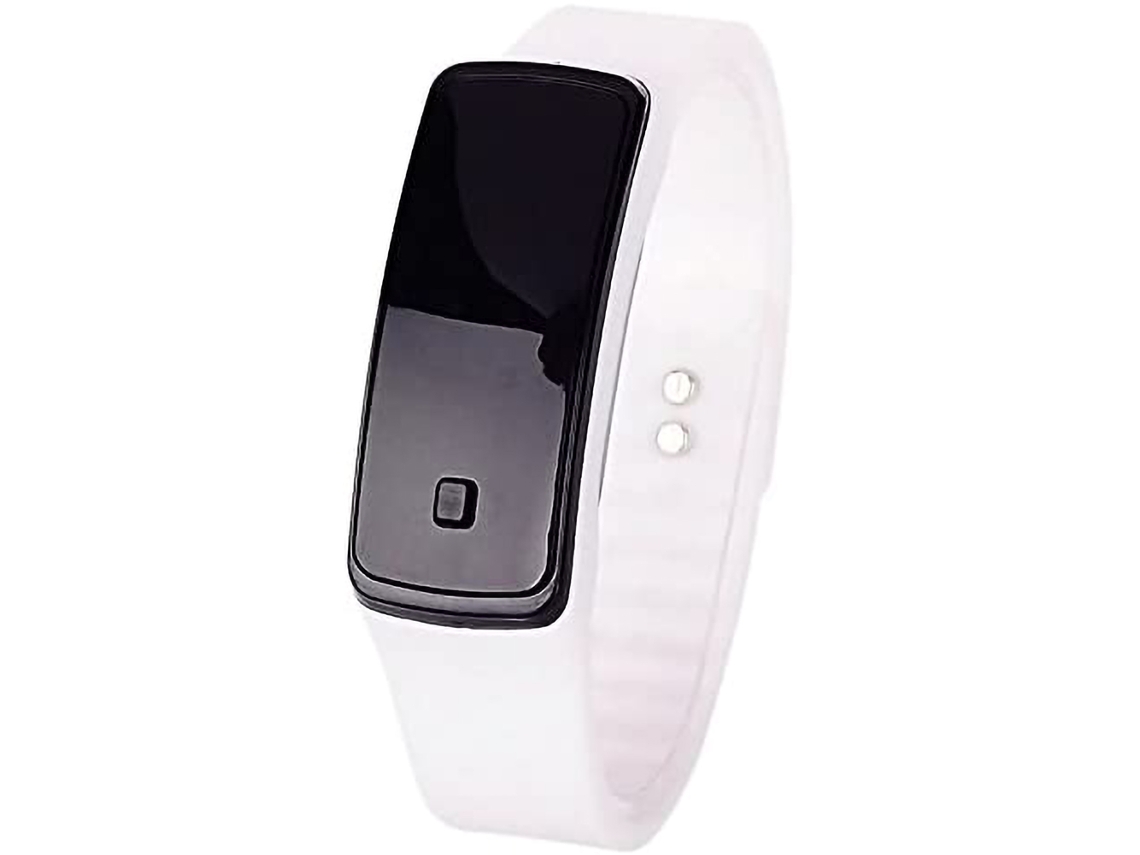 Relógio Digital Esportivo Led Pulseira de Silicone Retangular Branco