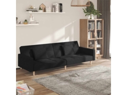 Vidaxl Sofá-cama 2 Lugares Com Duas Almofadas Tecido Preto