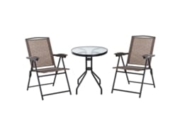 Conjunto Móveis de Jardim Aço e Textilene Cor Marrom 82.5x54x90 cm Outsunny