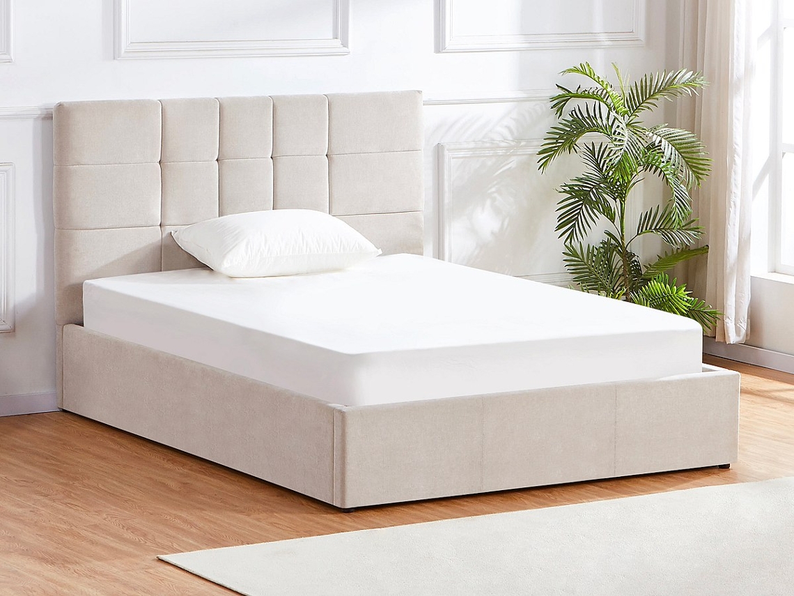 Cama Com Cofre Hopeya Pascal Morabito Bege 160 X 200 Cm Sem Colchã£o Com Estrado