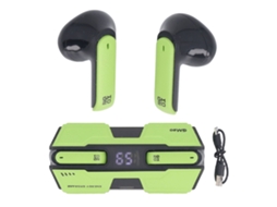 Aetheria fones de Ouvido Bluetooth Sem Fio Estéreo Baixa Latência com Tela Digital e Estojo de Carregamento para Gaming Verde