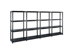 Conjunto 1 Storage Shelf, Storage Shelves Vidaxl Preto Plástico (244 X 30.5 X 130 Cm)
