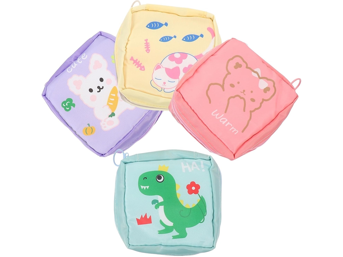 Conjunto De 4 Necessaires Femininas Com Estampa De Desenho Animado - Bolsa De Grande Capacidade