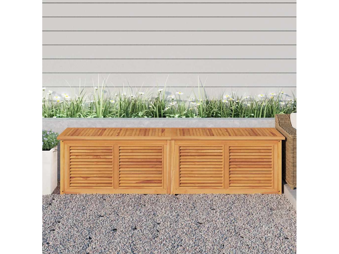 Vidaxl Caixa De Arrumação Para Jardim Com Saco 200x50x55cm Teca Maciça
