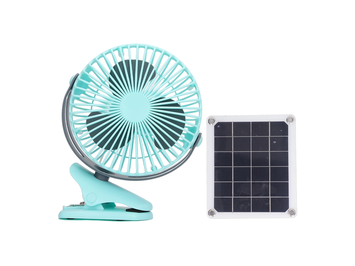 Ventilador Portátil com Painel Solar Clip Usb Azul