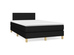 Vidaxl Cama Box Spring C/ Colchão E Led 120x190 Cm Tecido Preto