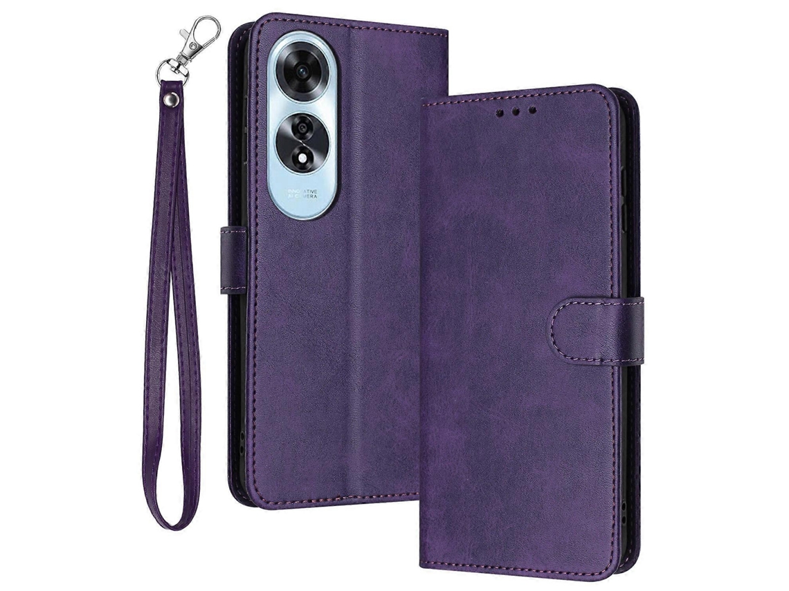 Compre Capa De Celular Oppo A60 4g Em Couro Pu Com Suporte Tipo Carteira E Flip, Roxa
