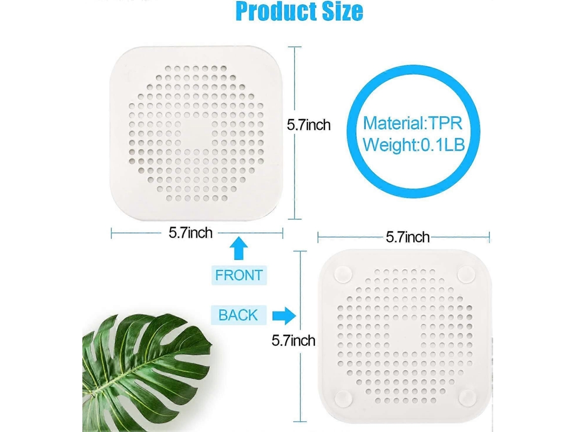Ralo Quadrado Para Chuveiro De 5,7 Polegadas, Protetor De Silicone Para Cabelos, Plugue Plano Para Banheiro E Cozinha, Cinza/branco