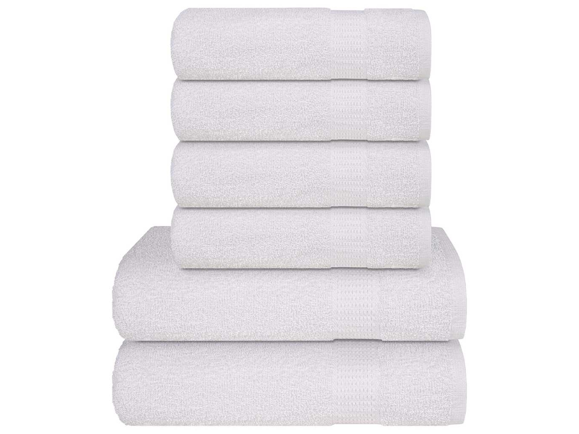 Vidaxl 6pcs Conjunto De Toalhas Frogn 360 G/m² Branco