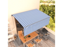 Vidaxl Toldo Retrátil Automático Com Estore 4x3 M Azul E Branco