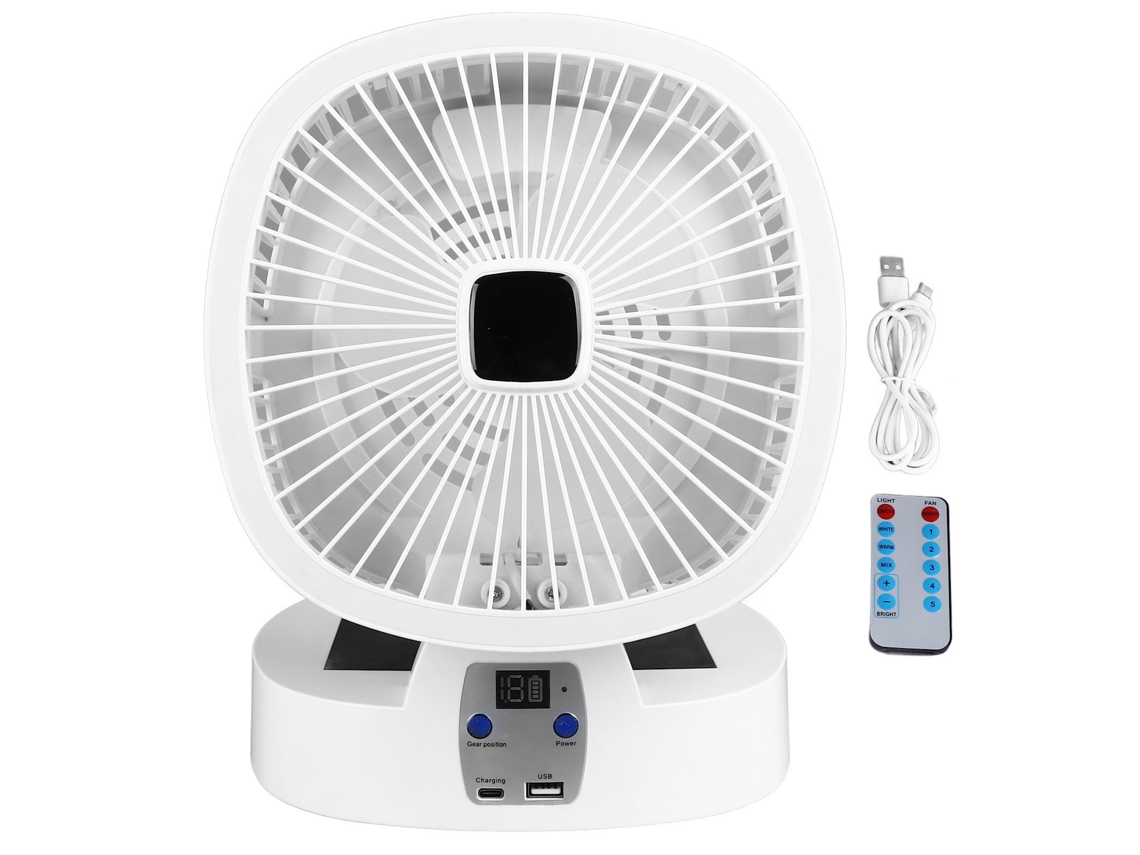 Ventilador Solar Portátil Plegável com Luz Led 5 Velocidades Bateria 5000mah para Acampamento | S/MARCA