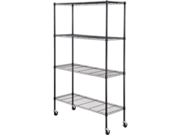 Prateleira de Armazenamento com Rodas, 4 Níveis Ajustáveis, Estante Garagem Resistente, Capacidade 700 Libras, Organizador Metal, Arame para Cozinha,
