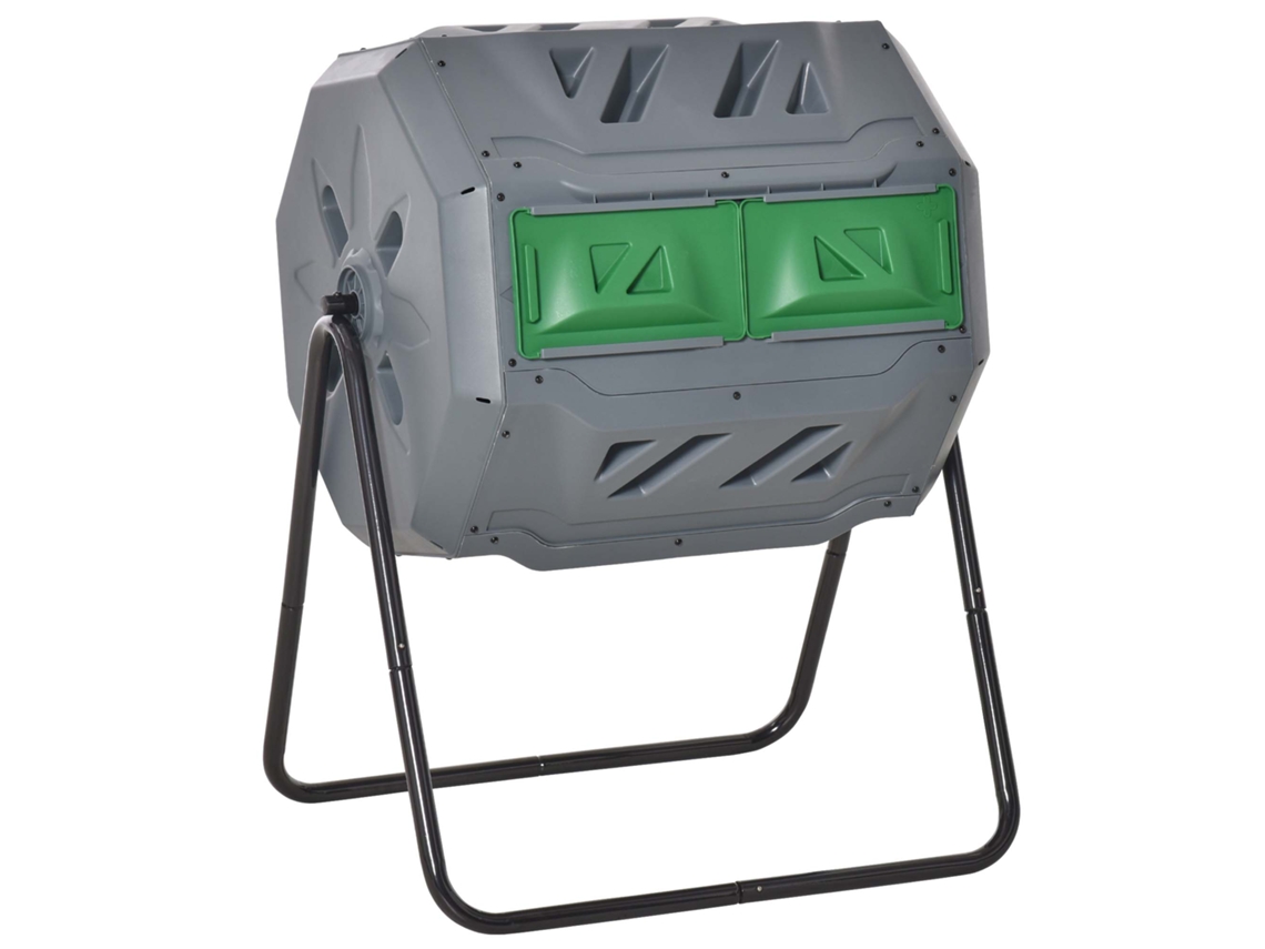 Compostor Tambor 160l 2 Compartimentos Rotativo Cinza VELTRIX