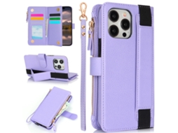 Capa Em Couro Pu Com Suporte Para Apple Iphone 16 Pro, Roxo
