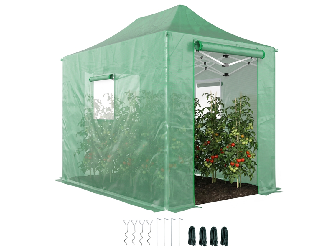 Estufa Grande de Jardim 200x300x270 Cm com cobertura em Pe 140g/m², proteção UV ZACHARY
