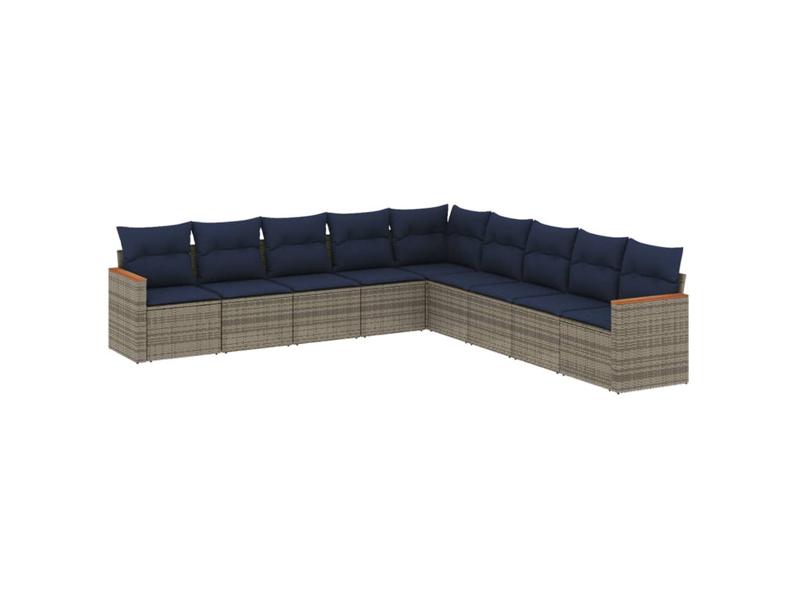 Conjunto de Sofá de Jardim, 9 Peças, Almofadas, Rattan Cinza MAISON EXCLUSIVE