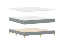 Conjunto 1 Cama Box Vidaxl Cinzento-claro Tecido (180 X 200 Cm)